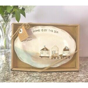 MUD PIE Home Is By The Sea Plate Plate Stoneware New In Box 5 1/2” x 8 1/4”